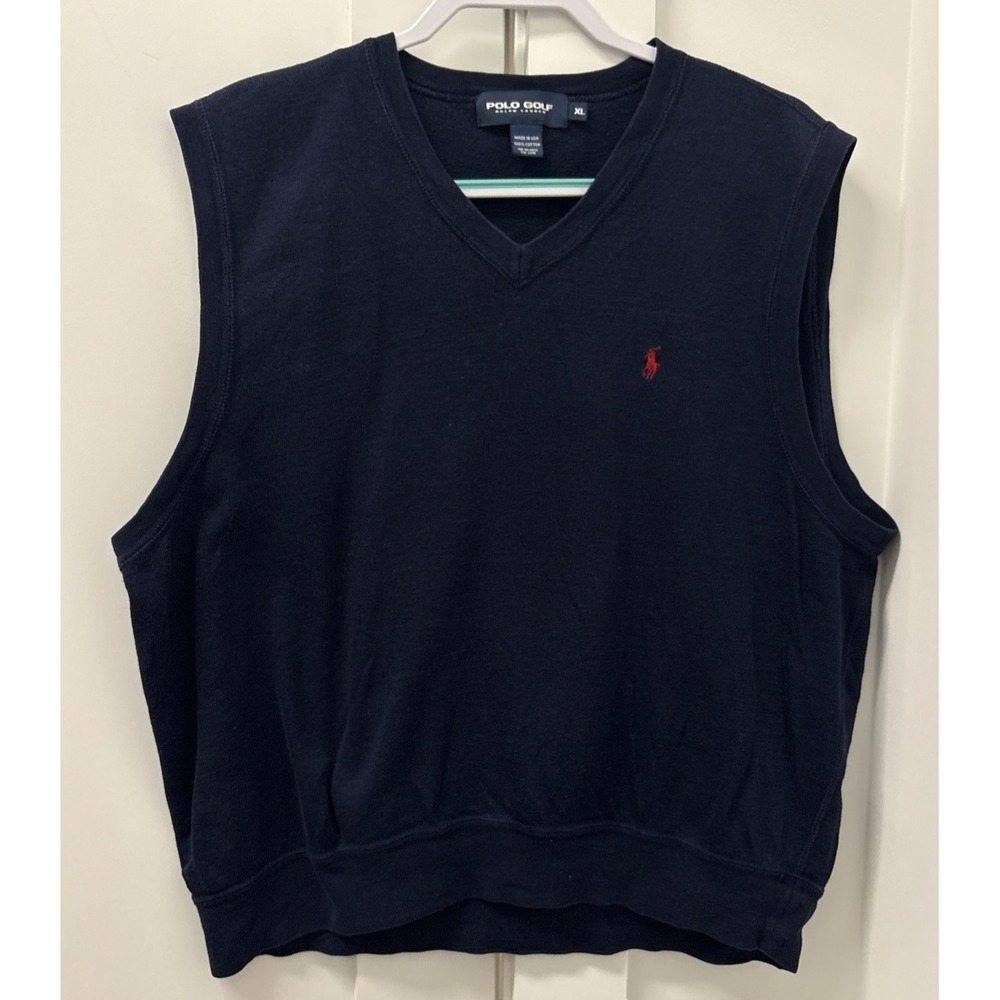 Ralph Lauren Polo Golf Mens XL Classic Golf Vest Navy Made in USA Vintage